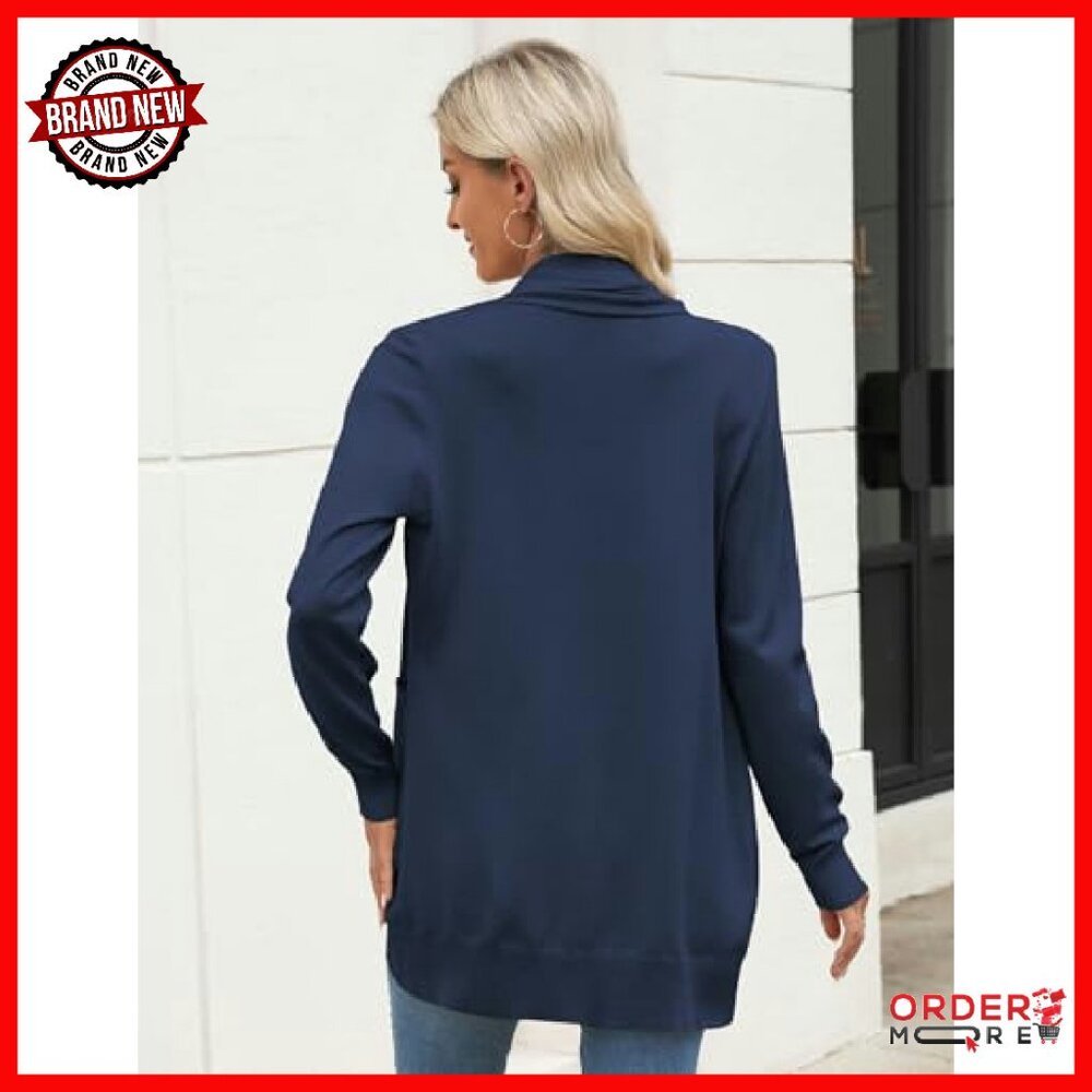 Long Cardigan Sweater Lightweight Open Front Duster Knit with Pockets - Picture 4 of 7